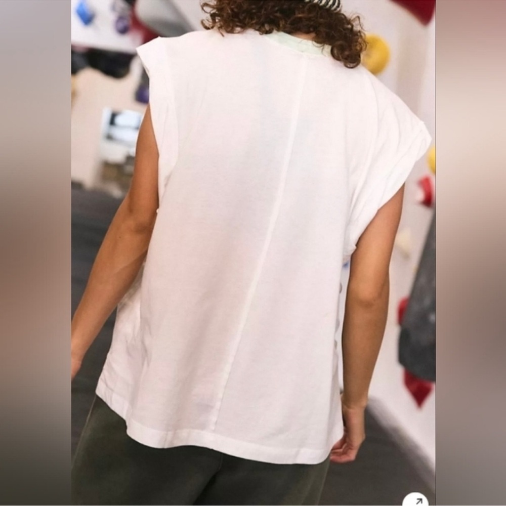 FP Movement Don’t  Sweat It White Muscle Tee with Mint Crewneck Size Medium NWT - Picture 3 of 7